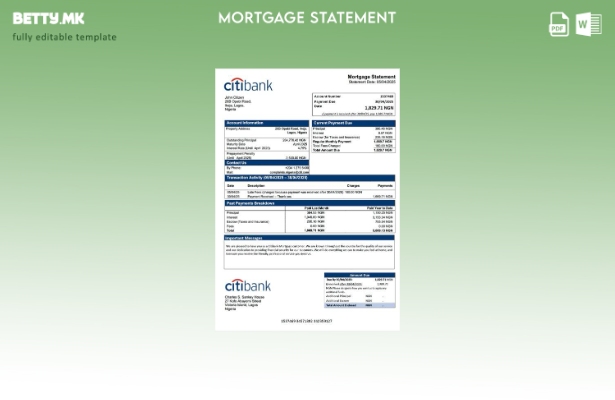 модерен стил Нигерија Ситибанк за хипотека шаблон за Word и PDF