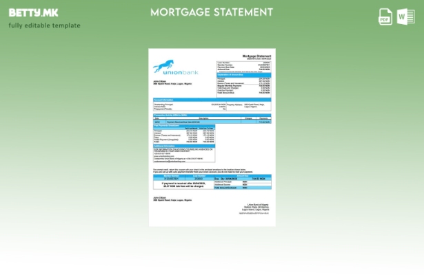 модерен стил Нигерија Унија банка на Нигерија изјава за хипотека на Word и PDF ш