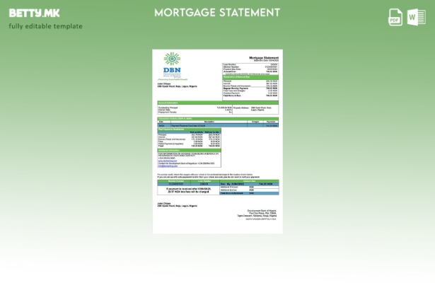 модерен стил Нигерија развојна банка на Нигерија изјава за хипотека за Word и PD