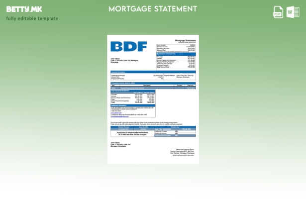 модерен стил Никарагва Banco de Finanzas (BDF) шаблон за хипотека за Word и PDF