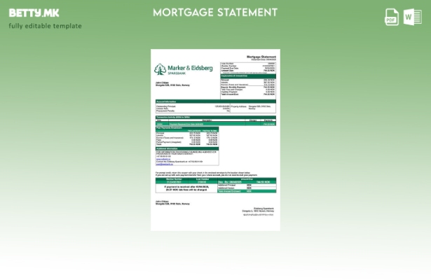 модерен стил Норвешка Eidsberg Sparebank изјава за хипотека Шаблон за Word и PDF