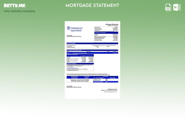 модерен стил Норвешка Flekkefjord Sparebank изјава за хипотека Шаблон за Word и