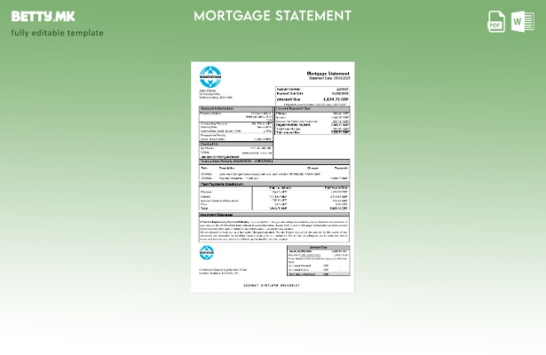 модерен стил Обединетото Кралство Вестштајн банка за хипотека во шаблон во форма
