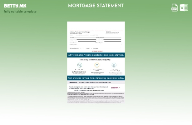 модерен стил Пакистан Силкбанк изјава за хипотека во Word и PDF формати, шабло 1