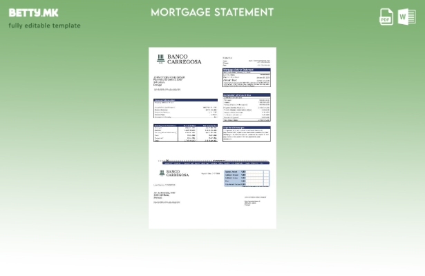 модерен стил Португалија Banco Carregosa изјава за хипотека во шаблон формати Wo