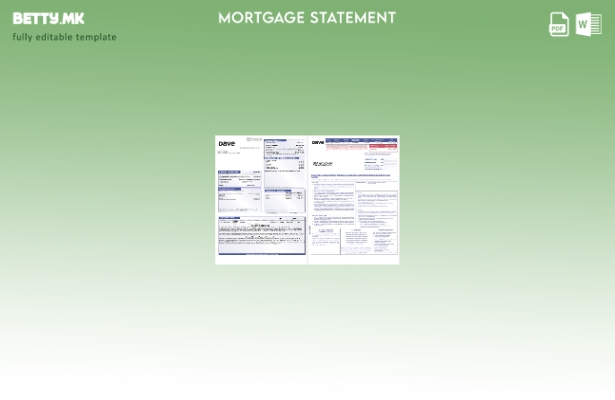 модерен стил САД Дејв банка хипотека изјава во Word и PDF формати, страници шабл