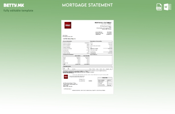 модерен стил САД Северна Каролина BB&T Corp. извод за хипотека од банка во шабло