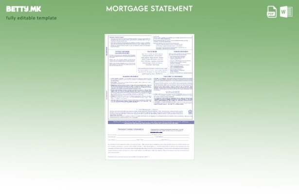 модерен стил САД Aspiration банка хипотека извод во Word и PDF формати, страници