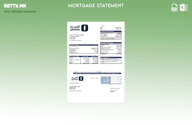 модерен стил Саудиска Арабија Алинма банкарска хипотека изјава во шаблон формати