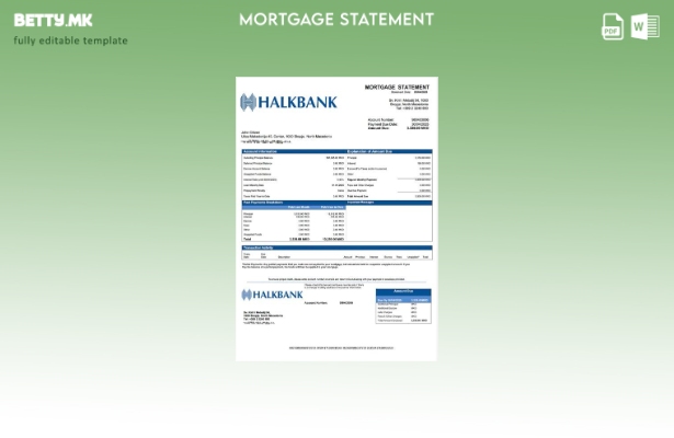 модерен стил Северна Македонија извод за хипотека Халкбанк Шаблон за Word и PDF