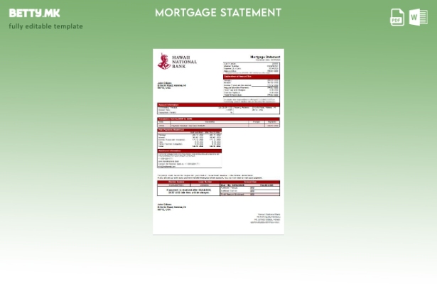 модерен стил Хаваи Хаваи Народна банка банкарски извод од хипотека шаблон