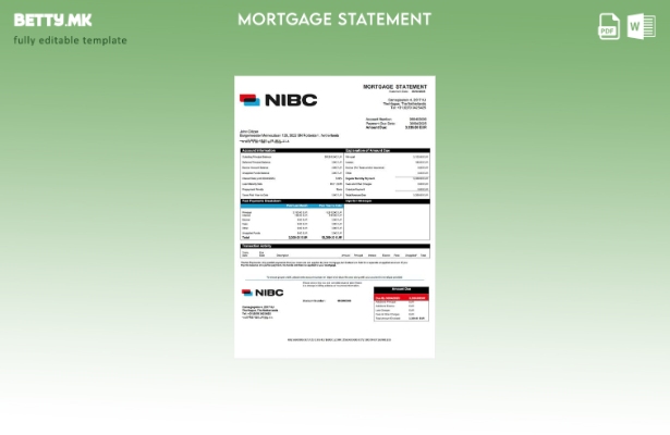 модерен стил Холандија NIBC банка извод за хипотека Шаблон за Word и PDF