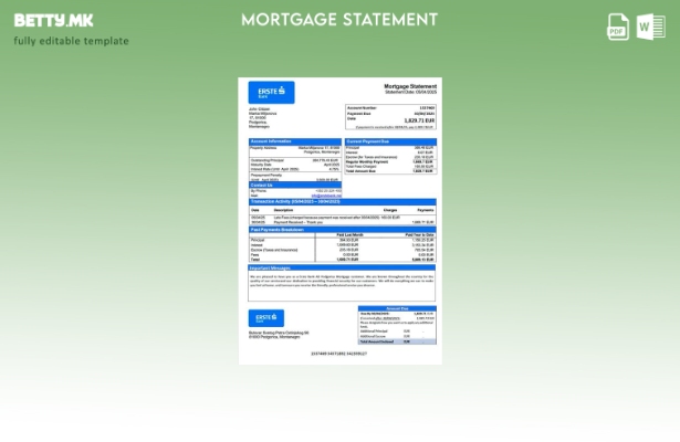 модерен стил Црна Гора Ерсте Банка АД Подгорица за хипотека шаблон за Word и PDF