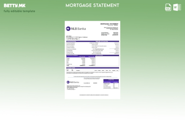 модерен стил Црна Гора НЛБ Банка Подгорица извод за хипотека Шаблон за Word и PD