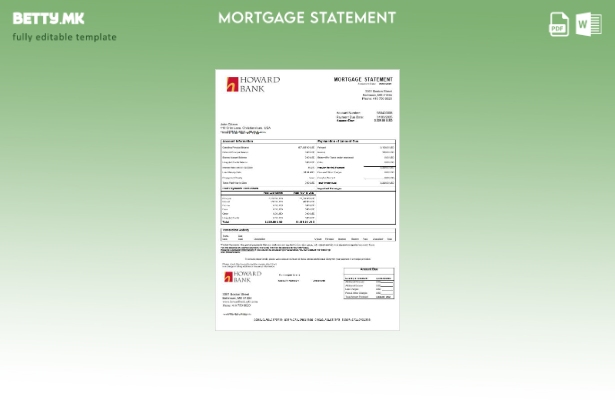модерен стил на САД Хауард банкарски извештај за хипотека во шаблон формати Word