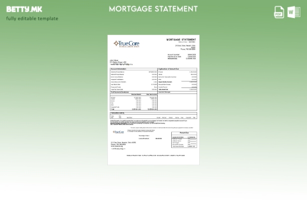 модерен стил на САД TrueCore федерална кредитна унија сметка хипотека во шаблон