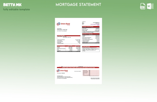 модерен стил на India Union Bank of India за хипотека шаблон за Word и PDF