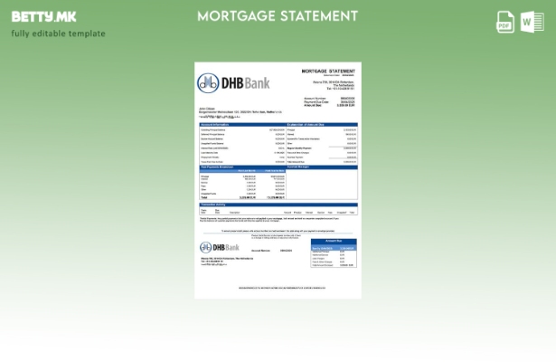 модерен стил холандска изјава за хипотека на банка DHB Шаблон за Word и PDF
