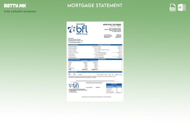 модерен стил Laos Banque Изјава за хипотека Франко Лао Шаблон за шаблон за Word