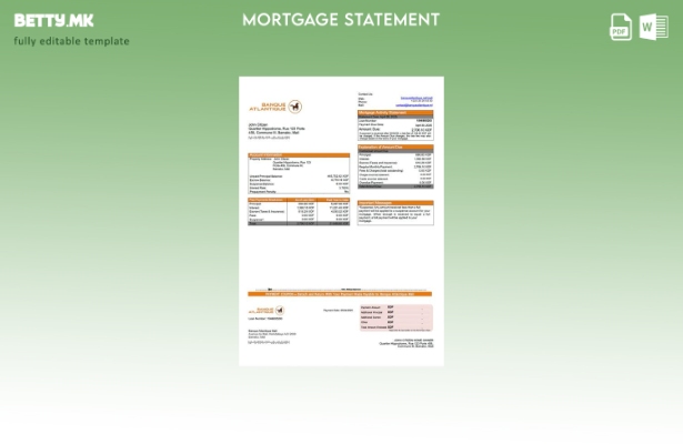 модерен стил Mali Banque Atlantique Мали изјава за хипотека Шаблон за Word и PDF