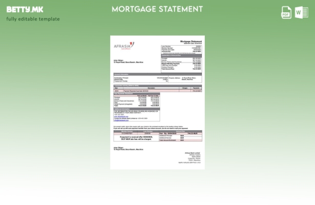 модерен стил Mauritius AfrAsia Bank Limited извод за хипотека Шаблон за Word и P