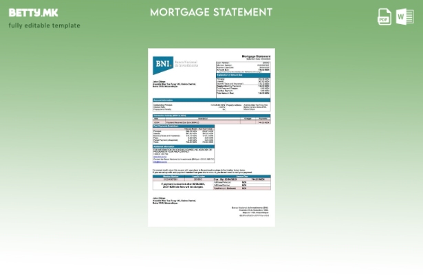 модерен стил Mozambique Banco Nacional de Investimento (BNI) извод за хипотека ш
