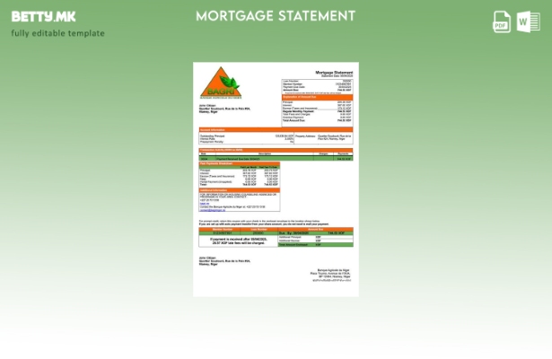 модерен стил Niger Banque Agricole du Niger Изјава за хипотека за шаблон Word и