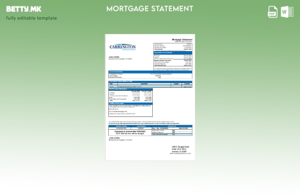 модерен стил USA Carrington Mortgage Services извод за банкарска хипотека во шаб