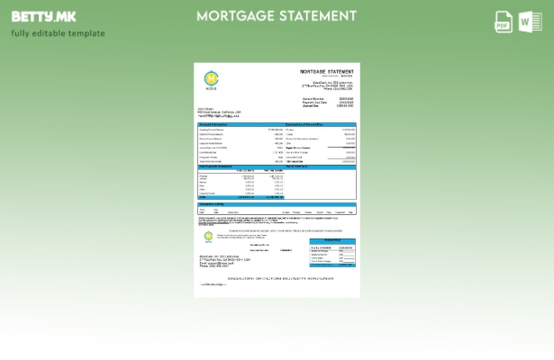 модерен стил USA MOVO банкарски извештај за хипотека во шаблон формати Word и PD