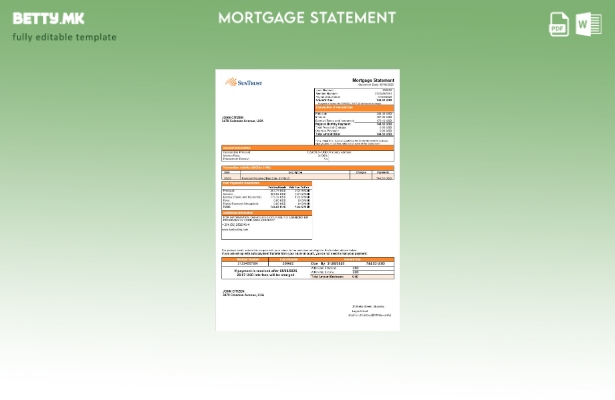 модерен стил USA Suntrust извештај за хипотека на банка во шаблон формати Word и