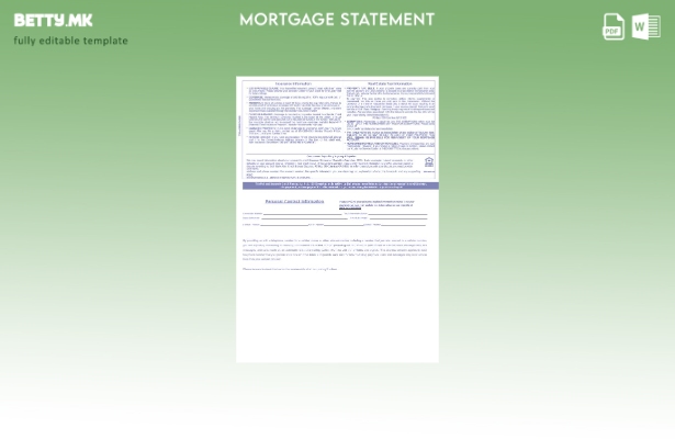 модерен стил USA Synovus банкарска хипотека извод во Word и PDF формати, шабло 1