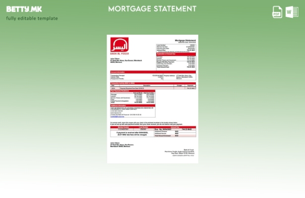 модерен стил, извод за хипотека на Мароко банка Ал Јуср Шаблон за шаблон за Word