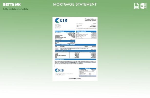 модерен стил, извод за хипотека на меѓународната банка на Кувајт, шаблон за Word