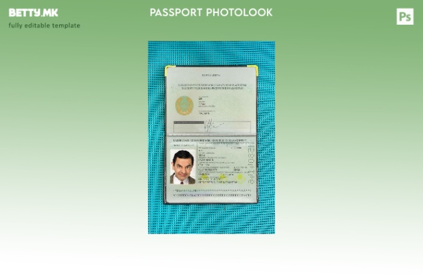 Модерен стил Казахстански пасош ( ) шаблон за фото изглед