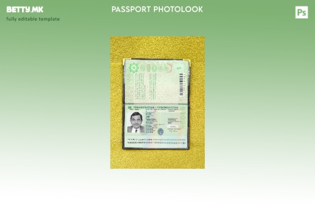 Модерен стил Туркменистански пасош прикачен шаблон за фото изглед
