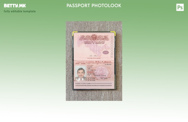 Модерен стил Узбекистански пасош присутен шаблон за фото изглед