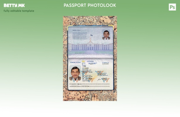 Модерен стил австралиски пасош (патни документи за конвенција) бесплатен шаблон