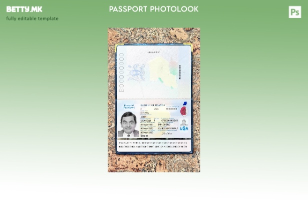 Модерен стил на Уганда пасош присутен шаблон за фото изглед