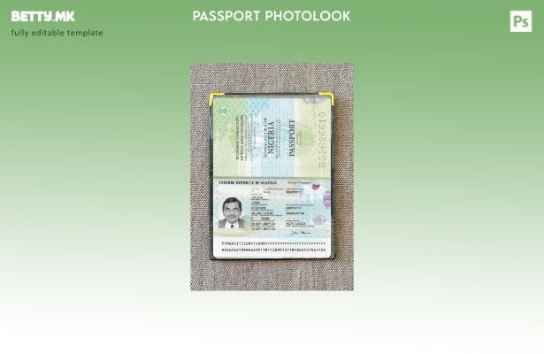 Модерен стил нигериски пасош присутен шаблон за фото изглед