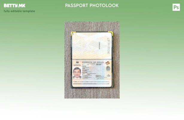 Модерен стил шаблон за презентација на пасош на Гана со фото изглед