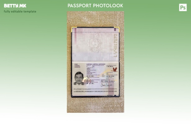 Модерен стил шаблон за фото изглед за пасош на Латвија ( ).