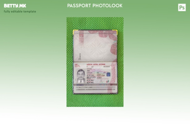 Модерен стил шаблон за фото изглед за пасош на Латвија (сегашен).