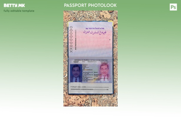 Модерен стил, шаблон за изглед на фотографија од верзија на пасош на Филипините