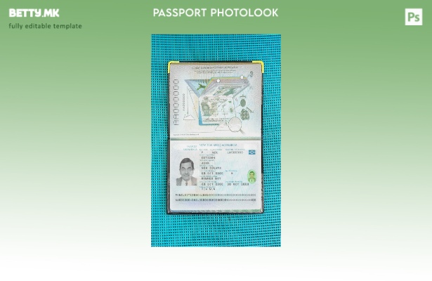 Модерен стилски шаблон за фото изглед за пасош на Нов Зеланд (сегашен).