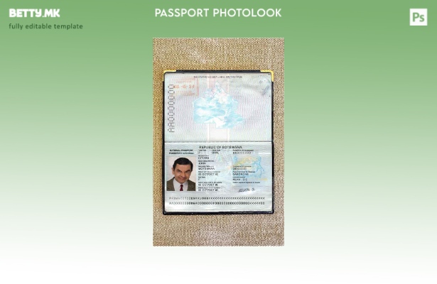 Шаблон за изглед на слика за пасош во Боцвана во модерен стил