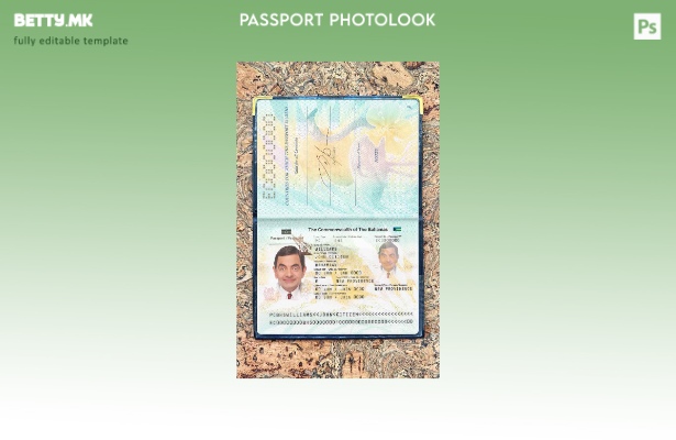 Шаблон за изглед на слика за пасош на Бахамите во модерен стил