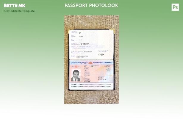 Шаблон за изглед на фото пасош на Камбоџа во модерен стил
