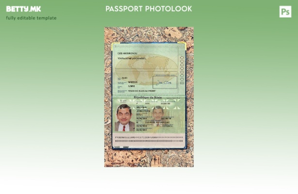 Шаблон за изглед на фотографии од пасош во Бенин во модерен стил