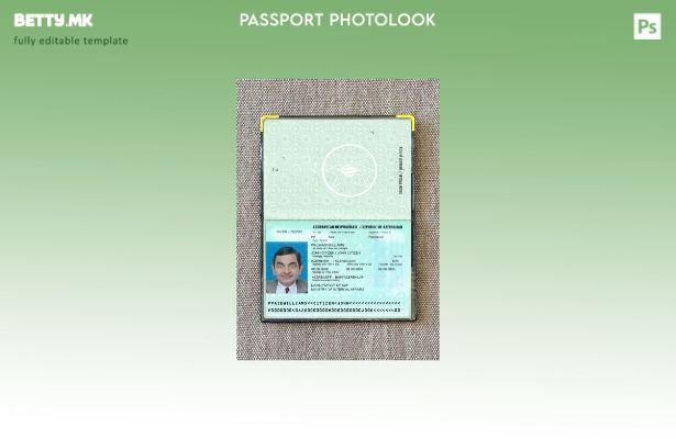 Шаблон за изглед на фотографија од верзија на пасош на Азербејџан во модерен сти