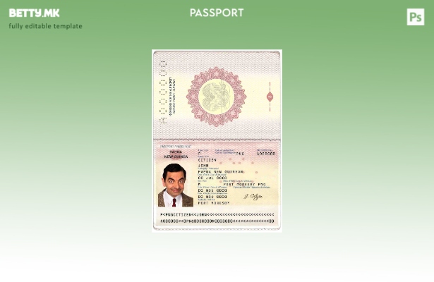 Модерен стил Шаблон за пасош на Папуа Нова Гвинеја